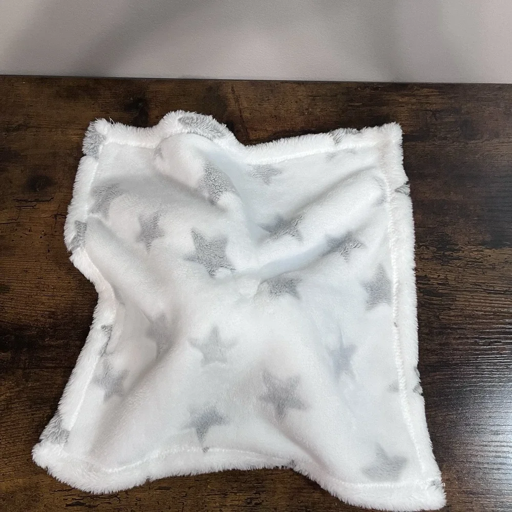 Blankets and Beyond Puppy Dog Lovey White With Gray Stars
